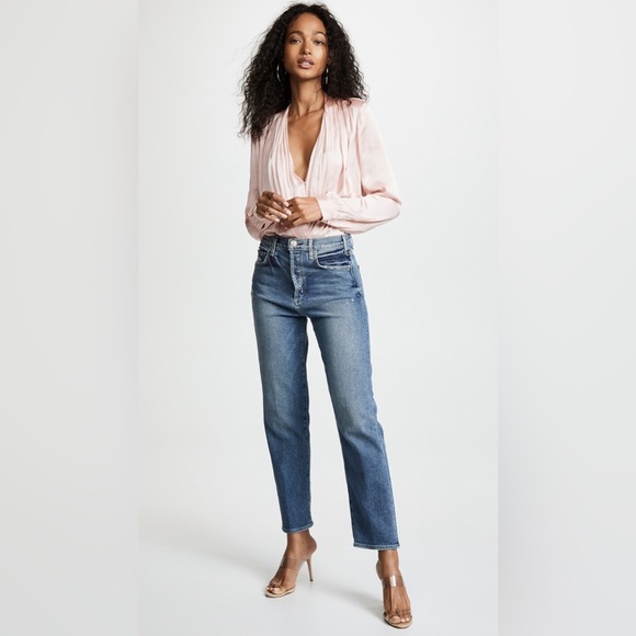 Paige Designer Light Pink Sevilla V-Neck Long Sleeve Bodysuit Women’s Size Small - Picture 6 of 13